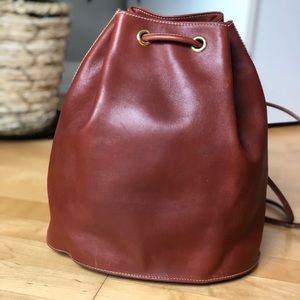 Talbots Brown Leather Drawstring Backpack